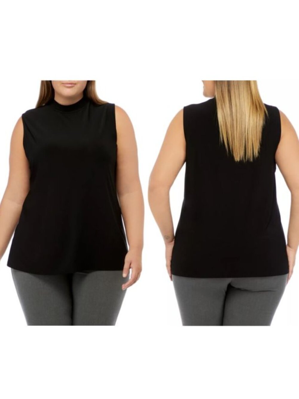 NWT $79 PLUS Size Kasper Women’s 3x Black Mock Neck Sleeveless Top Blouse Career